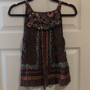 ANTHROPOLOGIE BHANUNI JYOYI Floral Embroidered Embellished Boho Tank Top